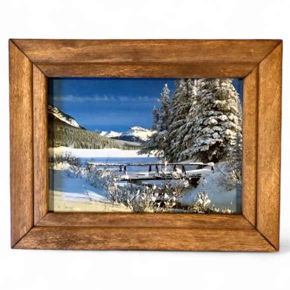 Vintage Other - Vintage Winter Mountain Landscape Wood
Frame Art Print Rustic Cabin Farmhouse
